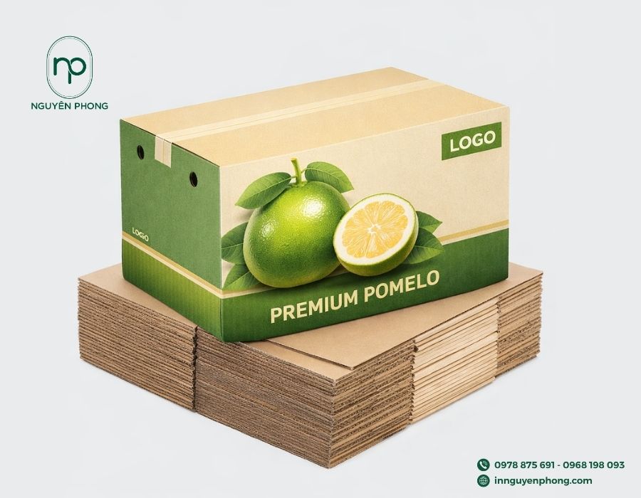 Mẫu in thùng carton đựng bưởi da xanh